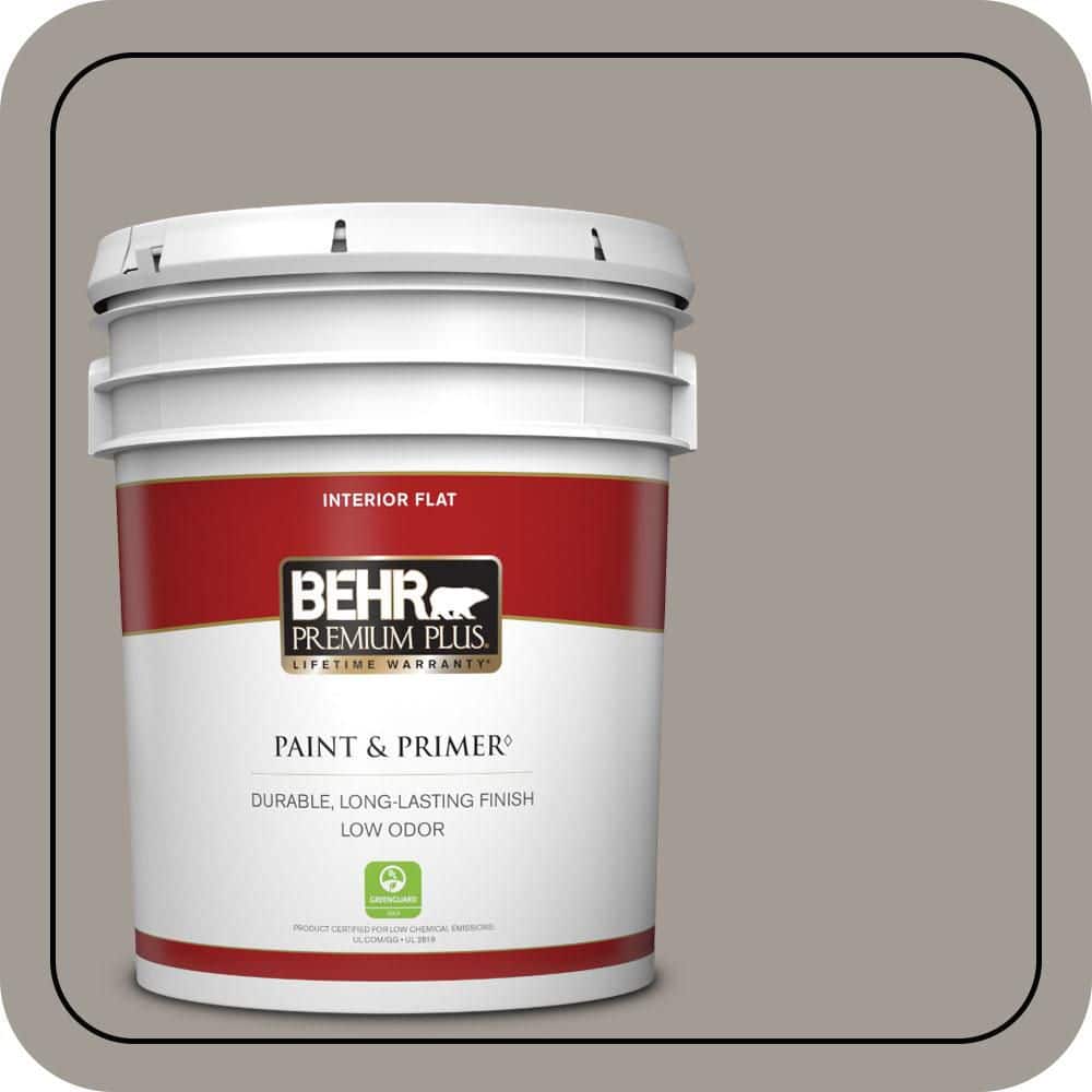 BEHR PREMIUM PLUS 5 gal. #PPU18-15 Fashion Gray Flat Low Odor Interior Paint & Primer