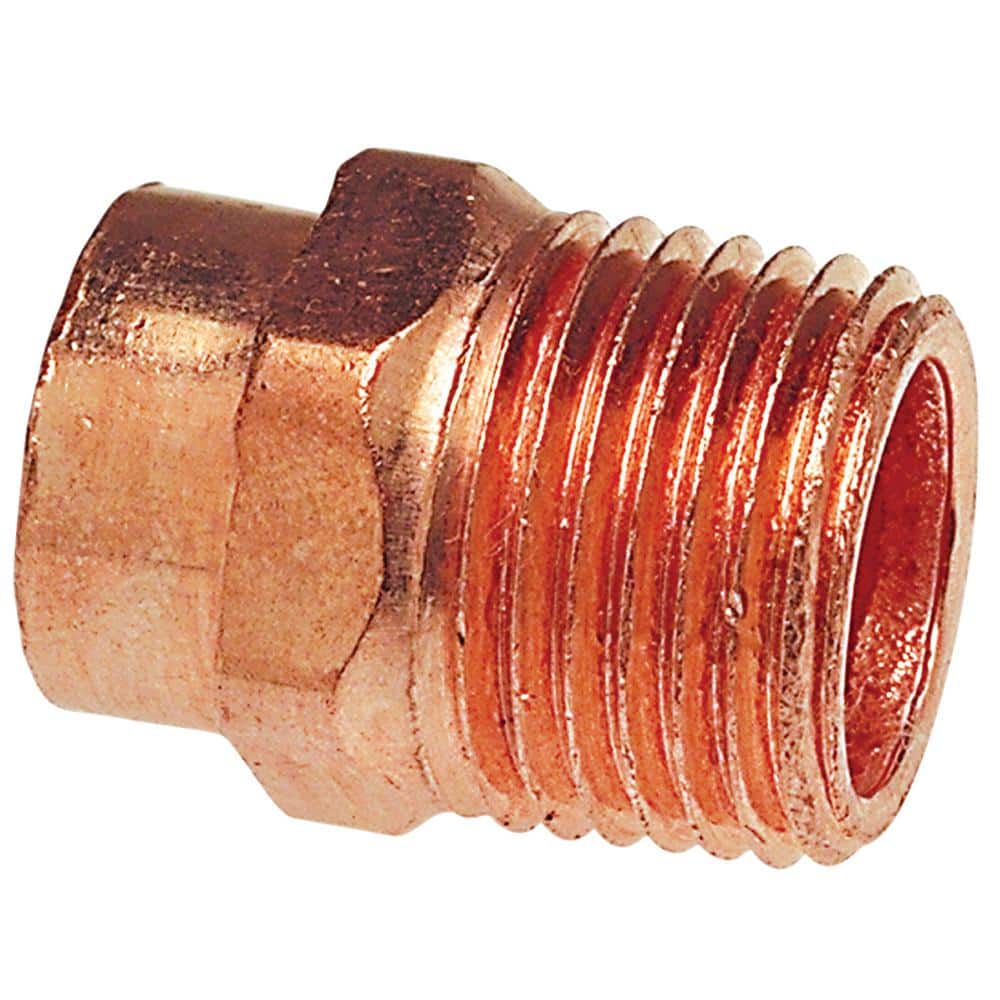 Everbilt 604 1/2 in. x 1/2 in. Wrot Copper Cup X MIP Adapter Pro Pack (25-Pack) (4)