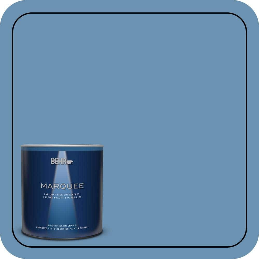 BEHR MARQUEE 1 qt. #M510-4 Brittany Blue One-Coat Hide Satin Enamel Interior Paint & Primer