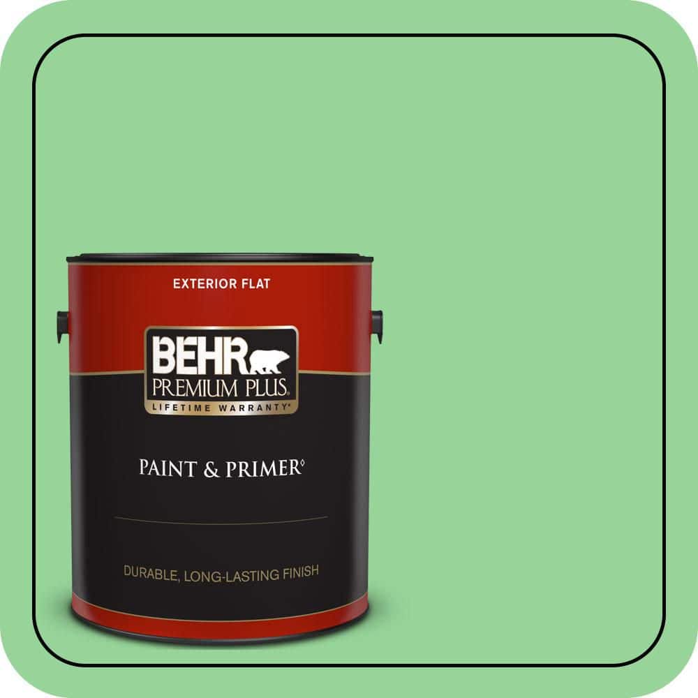 BEHR PREMIUM PLUS 1 gal. #P390-4 Young Green Flat Exterior Paint & Primer