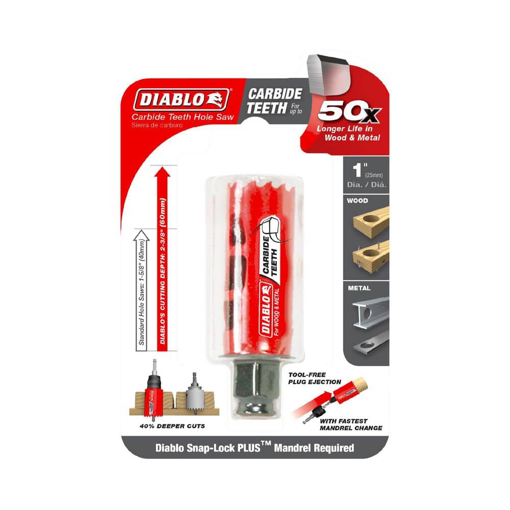 DIABLO 1 in. Carbide Hole Saw with 2-3/8 in. Cutting Depth (4)