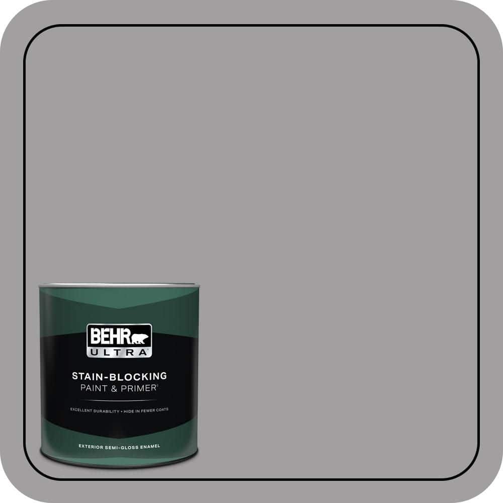 BEHR ULTRA 1 qt. #T11-1 Grayve Yard Semi-Gloss Enamel Exterior Paint & Primer