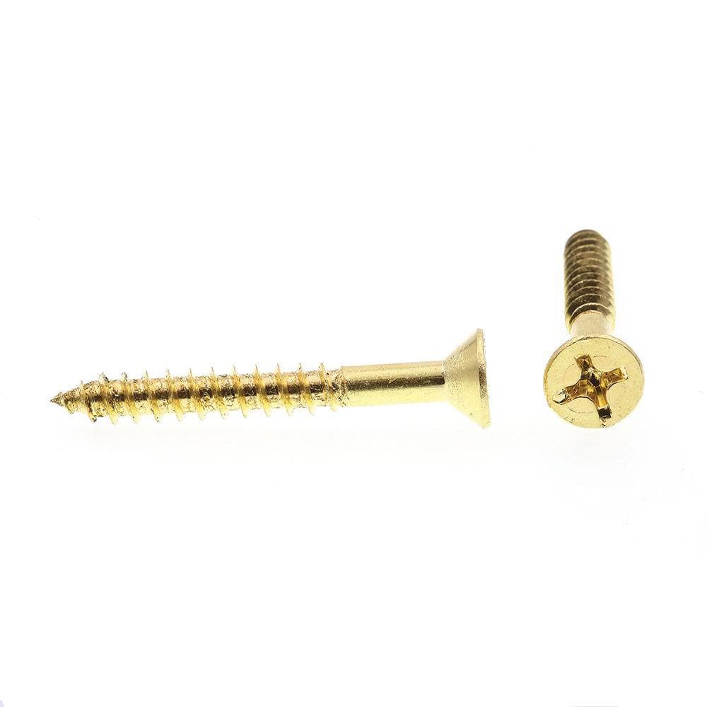 Prime-Line #14 x 2 in. Solid Brass Phillips Drive Flat Head Wood Screws (20-Pack) (2)