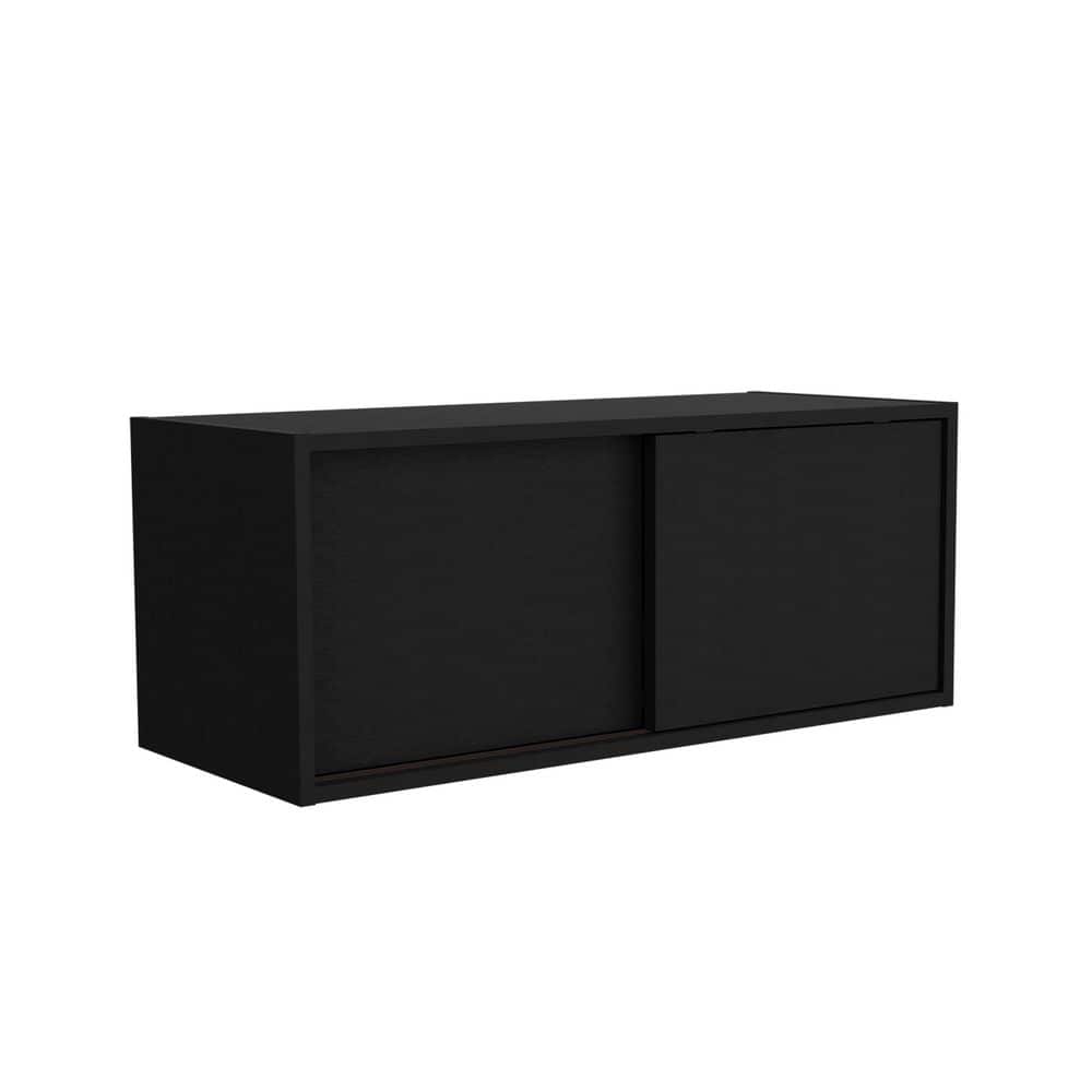 Tahanbath 32 in. W x 13 in. D x 13 in. H Bathroom Storage Wall Cabinet in Black with 2 Sliding doors (1)