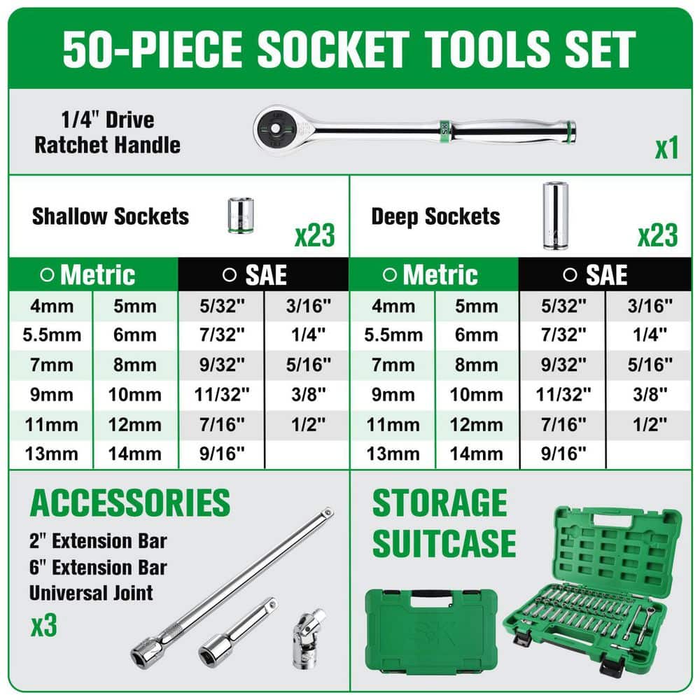 SK01354 1/4 160P Mechanic Tool Set-(50 Piece) (2)