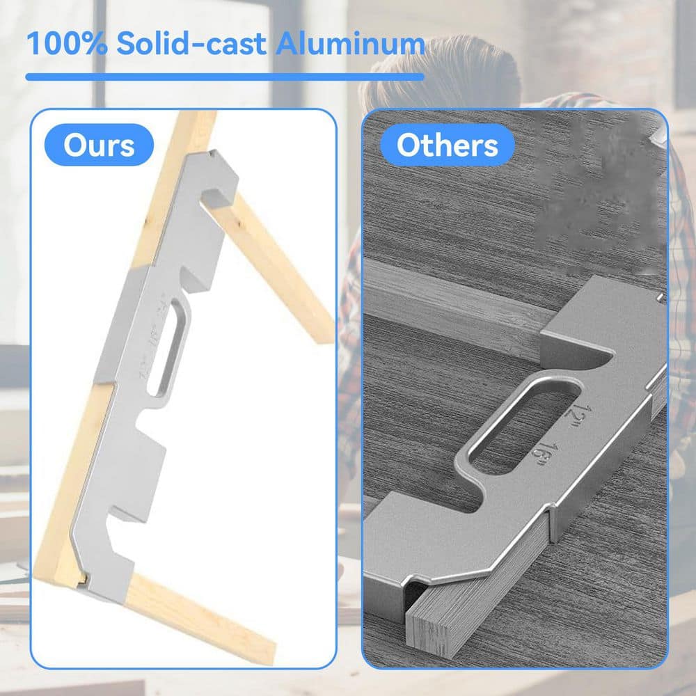 NVNOO 6 in 1 Adjustable Size On-Center Stud Layout Tool, 100% Cast Aluminum Framing Spacing Tool, Silver (2-Pack) (3)