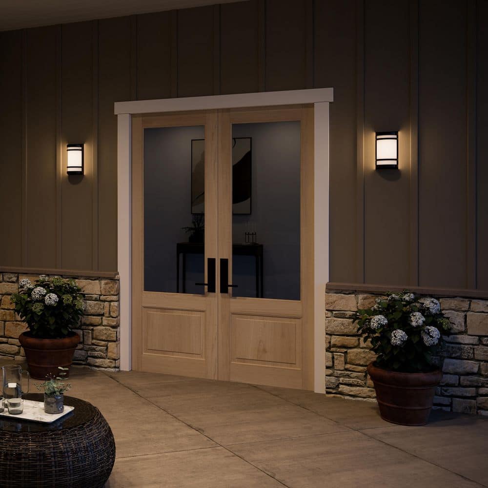 Home Decorators Collection Mullen Oil Rubbed Bronze Hardwired LED Outdoor Wall Light Lantern Sconce with Integrated LED Included (4)