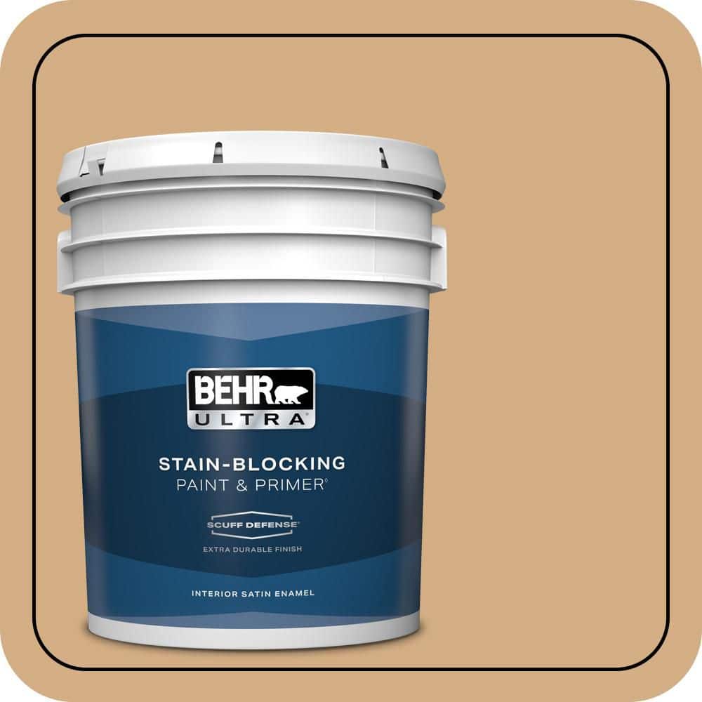 BEHR ULTRA 5 gal. #S270-4 Praline Extra Durable Satin Enamel Interior Paint & Primer
