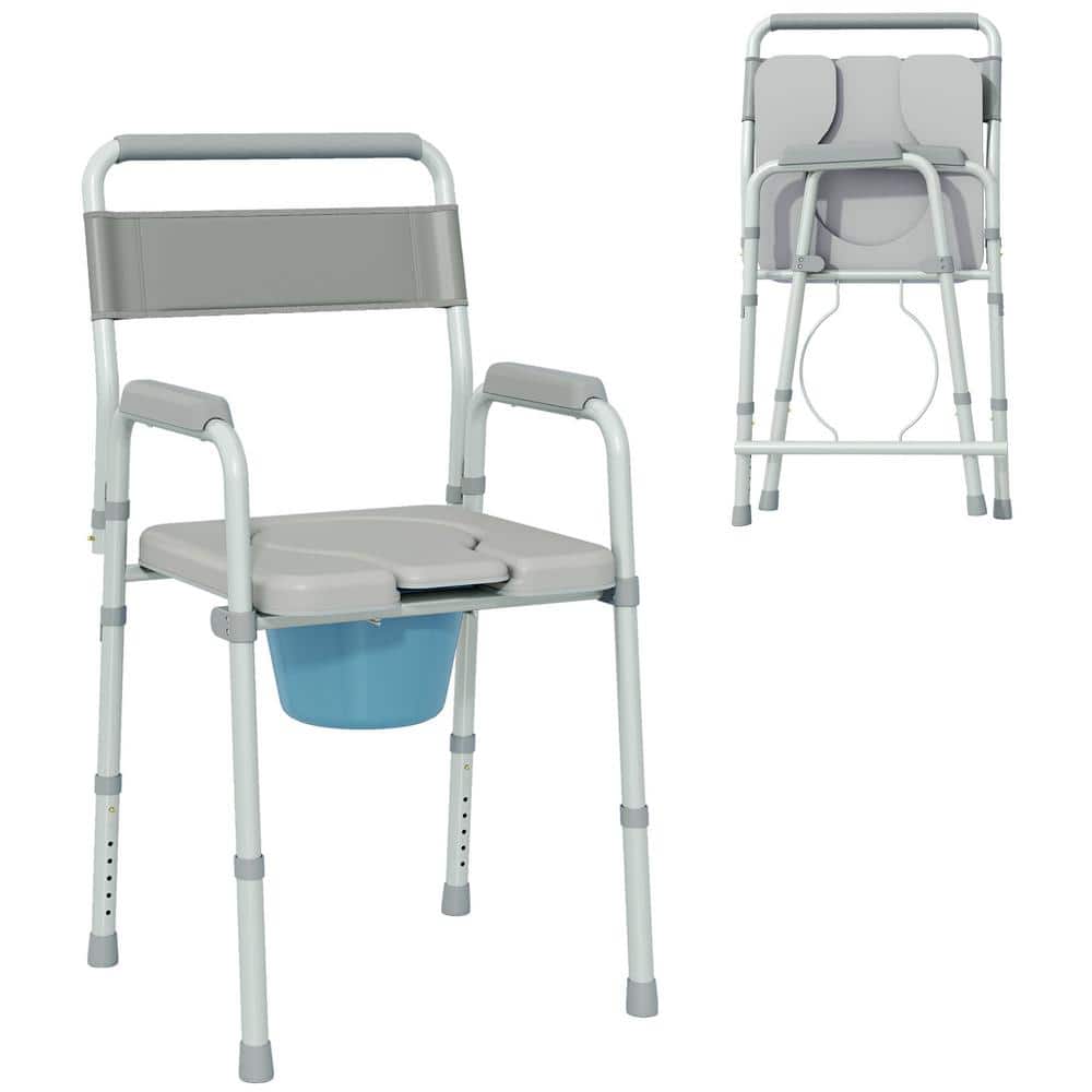 HOMCOM Folding Bedside Commode Chair for Seniors, Adults, Handicap, Raised Toilet Seat with Handle, Adjustable Height, 330 lbs. (1)