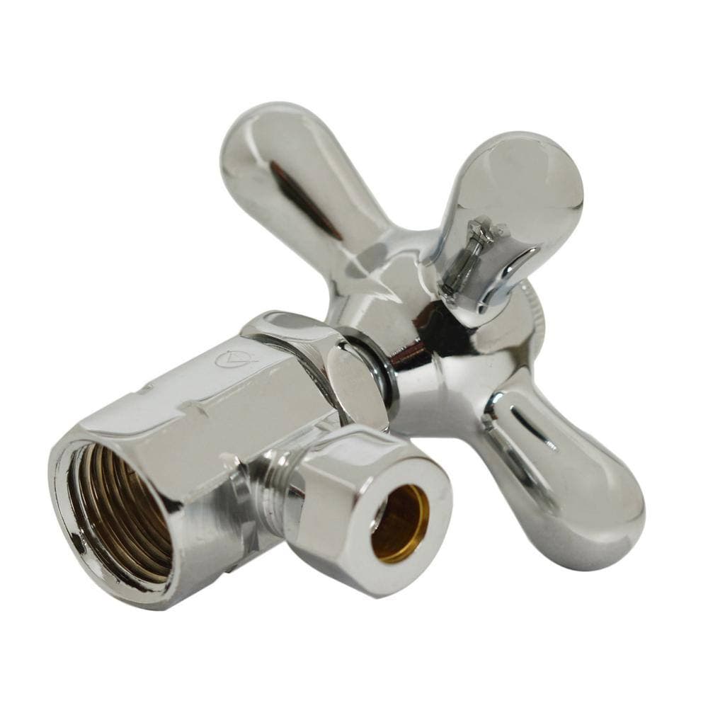 Westbrass 1/2 in. IPS 3/8 in.OD Corrugated Supply Line Kit with Cross Handle Angle Shut Off Valve (4)