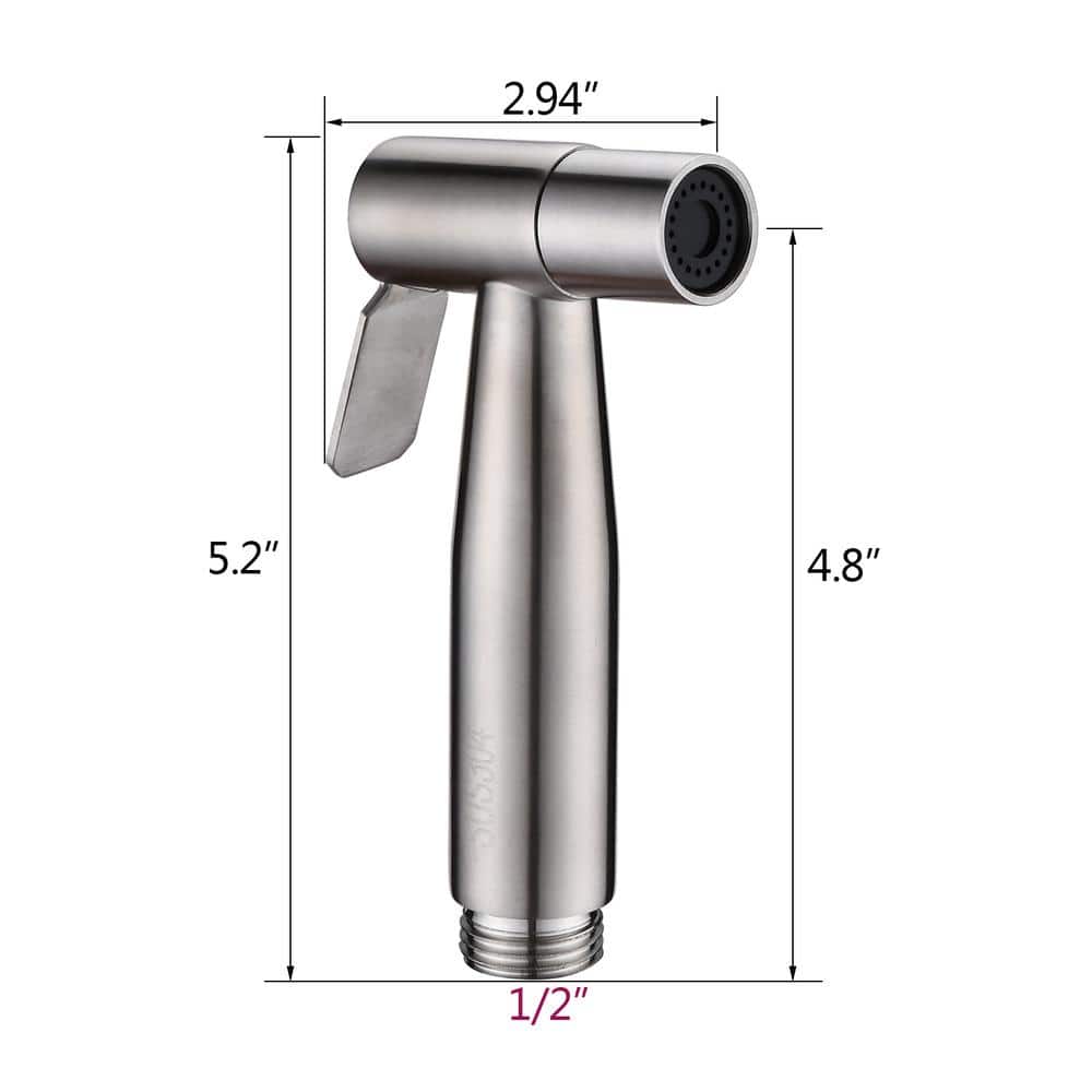 GIVING TREE Modern Single Handle Bidet Faucet with Bidet Sprayer for Toilet with Flexible Bidet Hose in Silver (3)