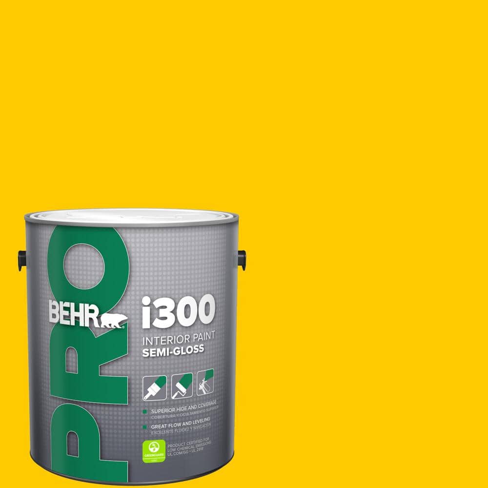 BEHR PRO 1 gal. #370B-7 Yellow Flash Semi-Gloss Interior Paint