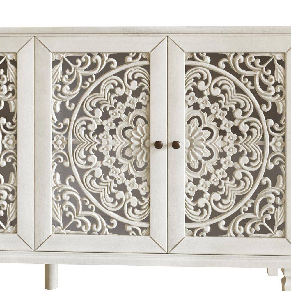 COWLOWN 59.84 in. W x 15.74 in. D x 31.5 in. H Bathroom White Linen Cabinet (2)
