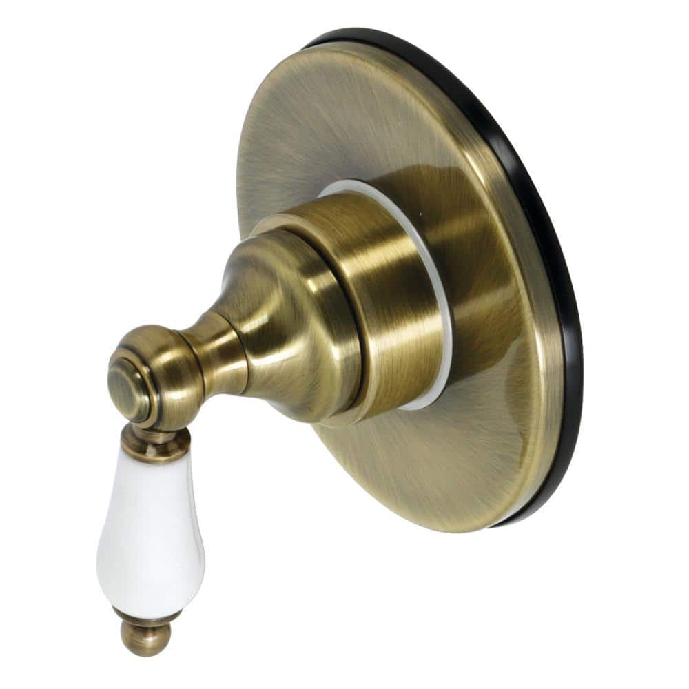 Kingston Brass Single-Handle 1-Hole Wall Mount Three-Way Diverter Valve with Trim Kit in Antique Brass (1)