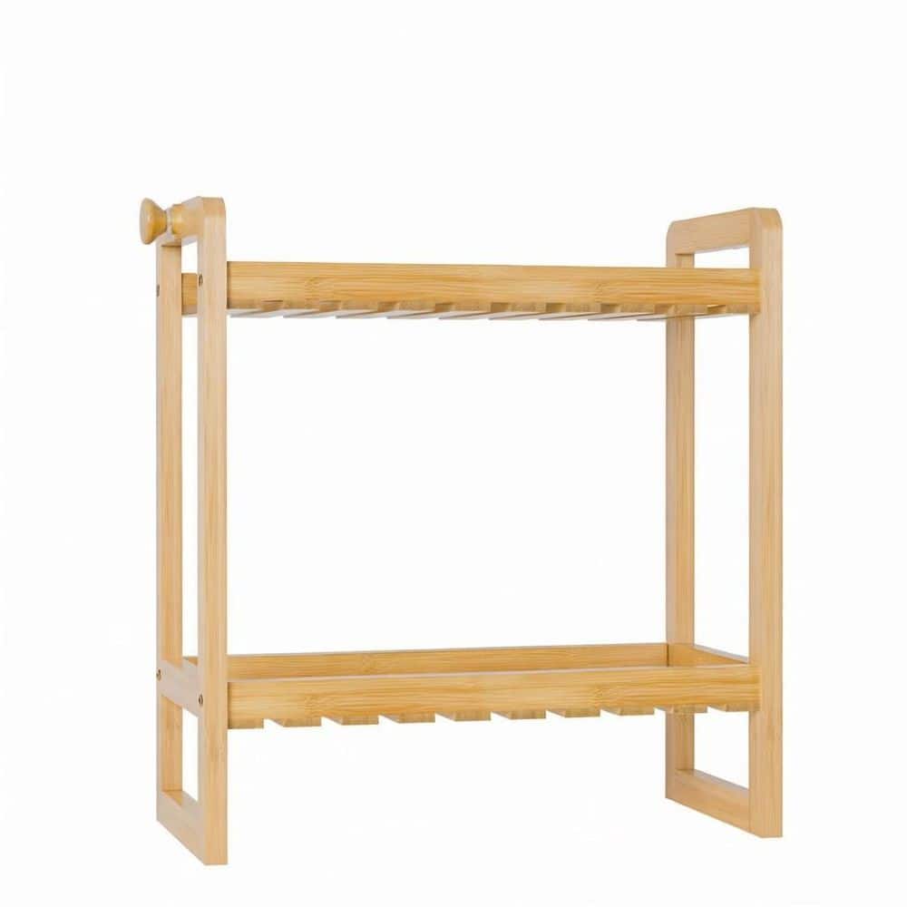Wudkey 2-Tier 12.77 in. W x 13.79 in. H x 6.12 in. D Bamboo Rectangular Over The Toilet Storage Shelf in Wood (1)