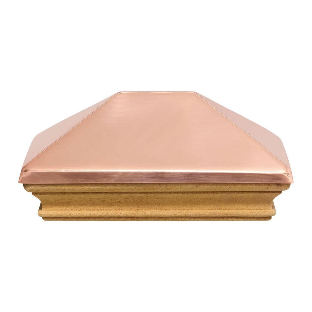 Protectyte Miterless 4 in. x 6 in. Untreated Wood Flat Slip Over Fence Post Cap with Copper Pyramid