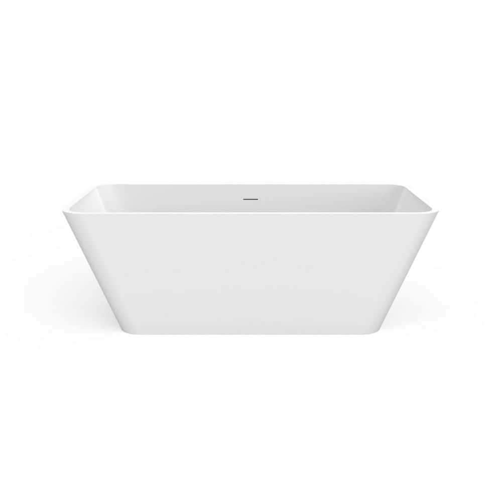 Xspracer Moray 67 in. x 31 in. Freestanding Solid Surface Rectangle Soaking Bathtub for Bathroom in Matte White (1)