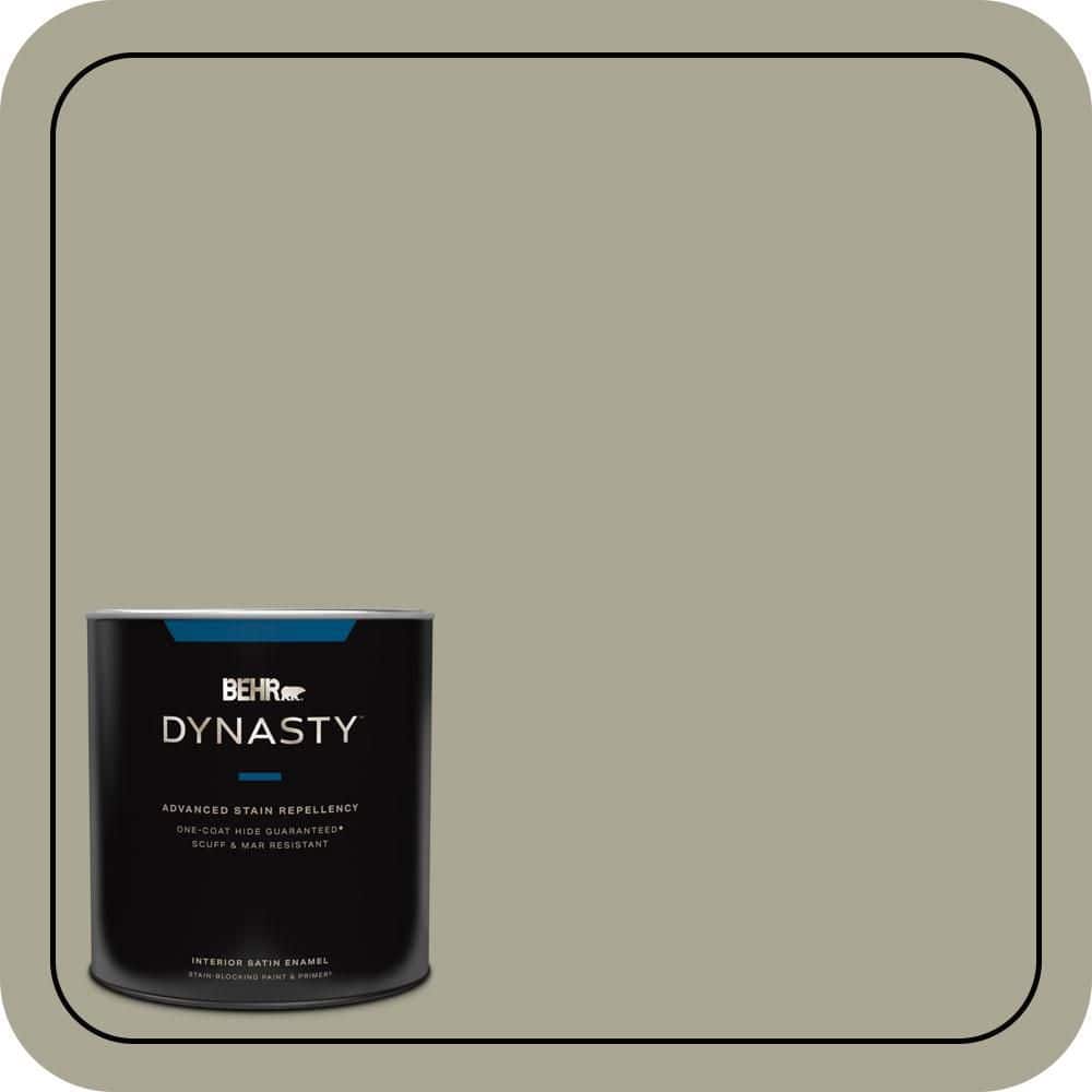 BEHR DYNASTY 1 qt. #N350-4 Jungle Camouflage One-Coat Hide Satin Enamel Interior Stain-Blocking Paint and Primer