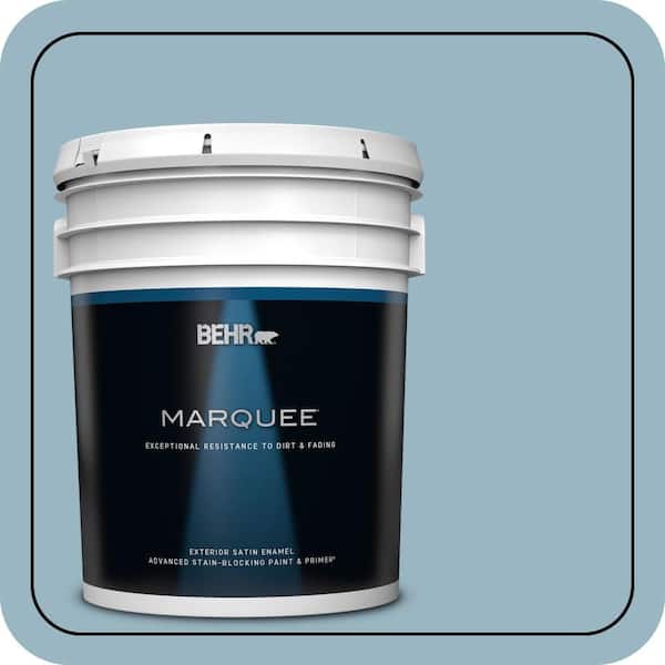 BEHR MARQUEE 5 gal. #S470-3 Peaceful Blue Satin Enamel Exterior Paint & Primer (2)
