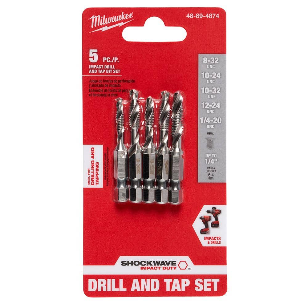 Milwaukee SHOCKWAVE SAE and Metric Steel Drill Tap Set (10-Piece) (2)