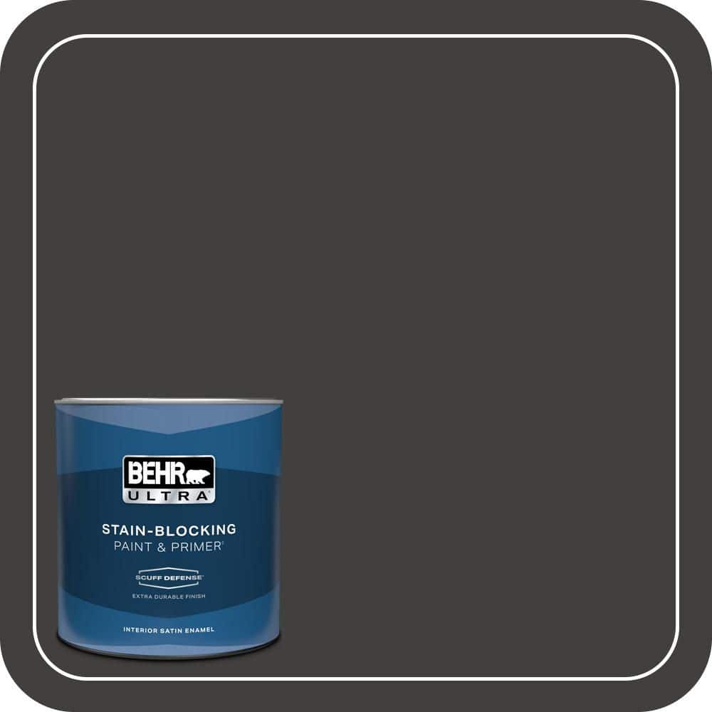 BEHR ULTRA 1 qt. #N510-7 Blackout Extra Durable Satin Enamel Interior Paint & Primer