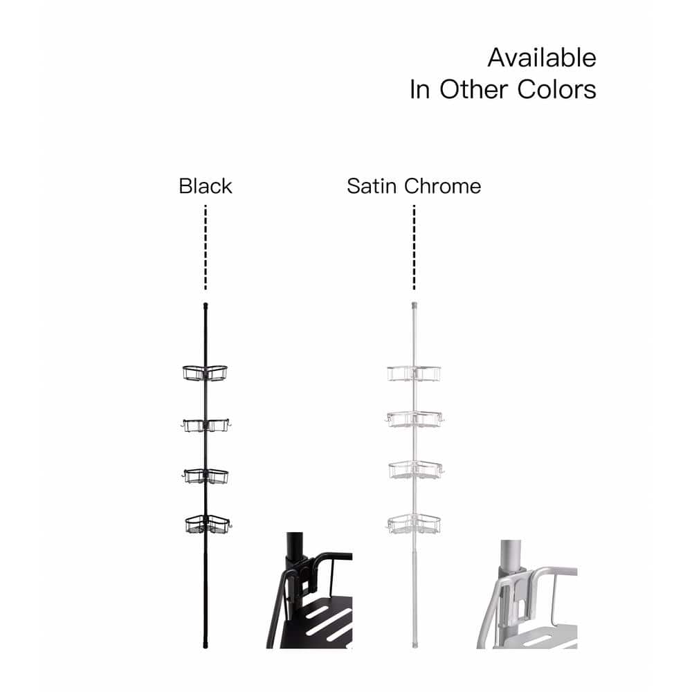 Utopia Alley Flat Shelf Rustproof Corner Shower Caddy 4 Adjustable Shelves in Black (3)