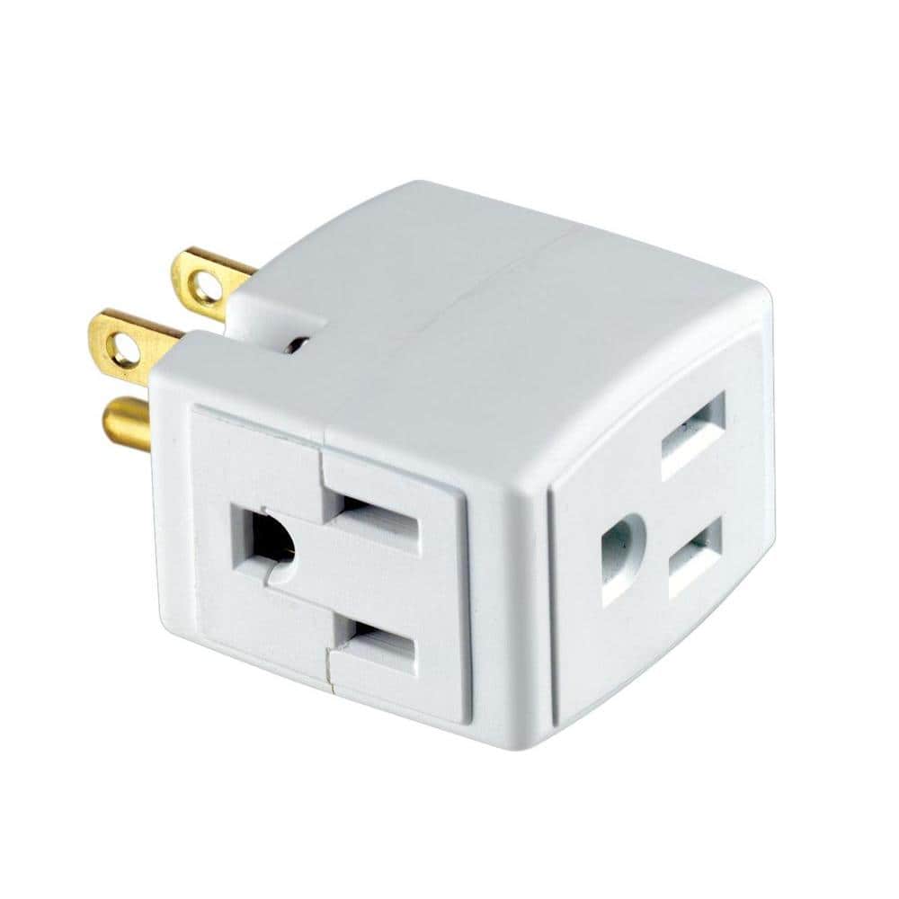 Leviton Grounded Triple Cube Outlet Adapter, White 692-W (1)