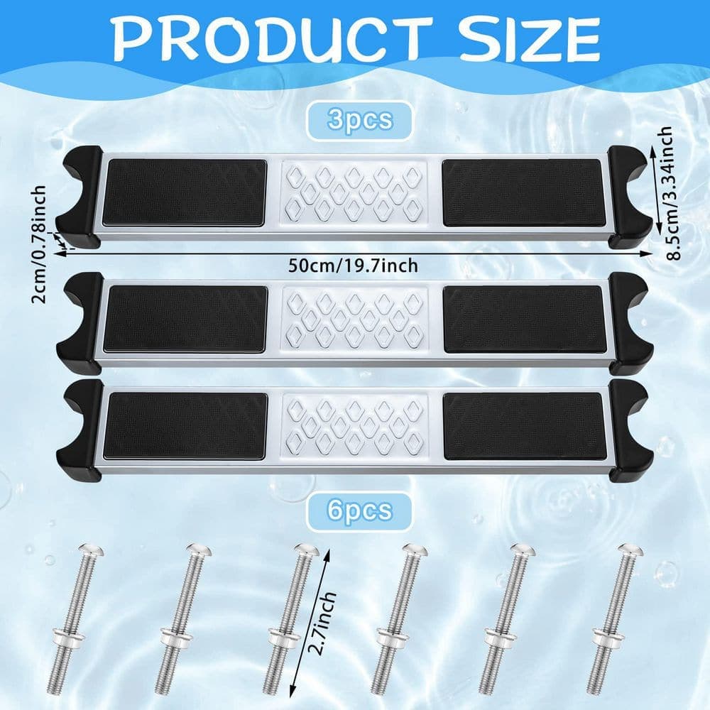 Helhom Non Slip Stainless Steel Swimming Pool Ladder Rung with Bolts Swim Stairs Step Pedal for Above Ground Inground (2)