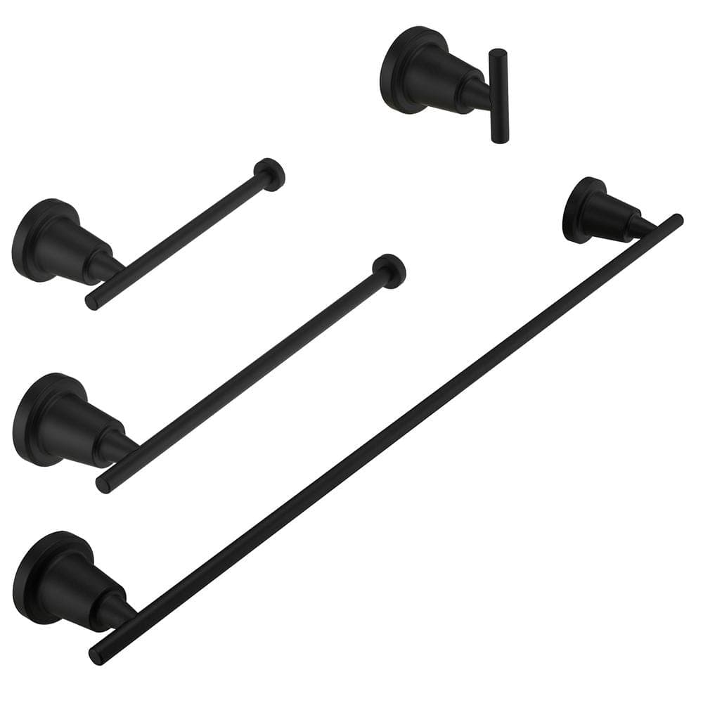 HOMEMYSTIQUE Bathroom Hardware Set Bath Hardware Set with Towel Bar, Robe Hook, Toilet Paper Holder Brushed (1)