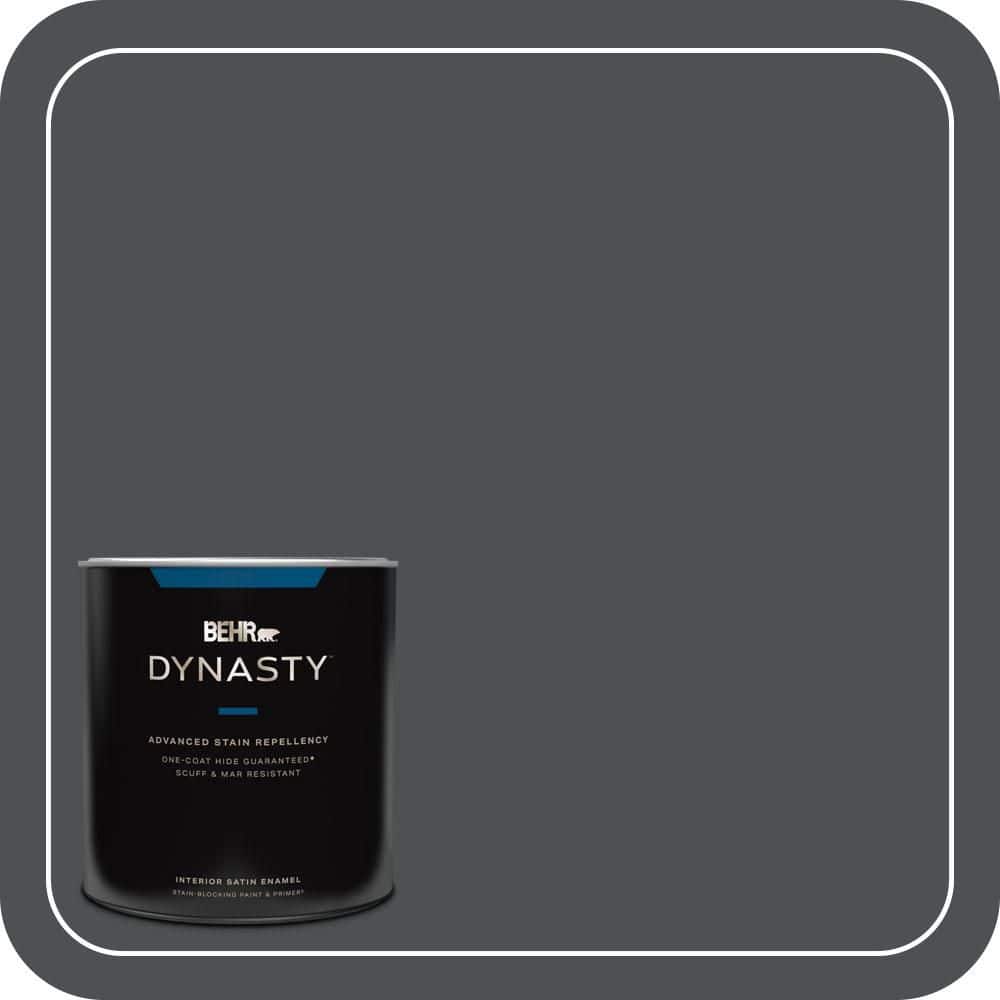 BEHR DYNASTY 1 qt. #PPU26-01 Satin Black Satin Enamel Interior Stain-Blocking Paint and Primer