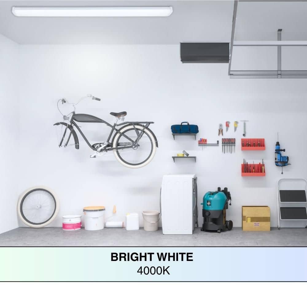 Commercial Electric 4 ft. x 10 in. 3100/4100/5200 Lumen LED White Commercial Wraparound Light, Selectable CCT, 120-277V, 0-10V Dimmable (3)
