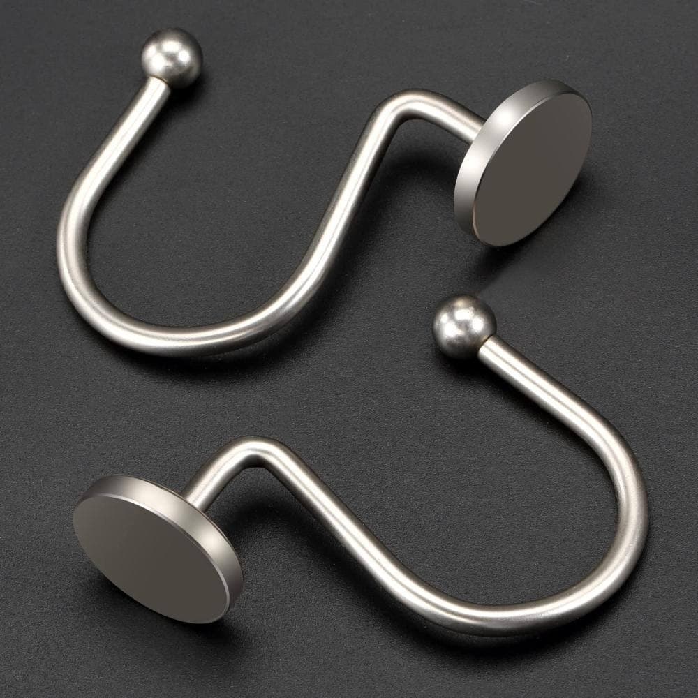 Unbranded Nickel Finish Heavy Duty Shower Curtain Hooks Set of 12 with Round Ends for Secure Hanging (3)