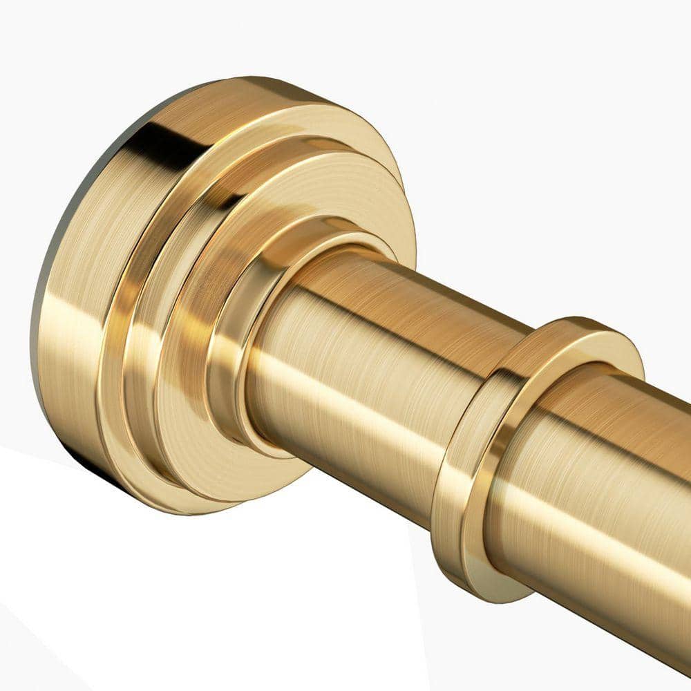 Lynzavix 84 in. Stainless Steel Anti-Slip Adjustable Tension Shower Curtain Rod in Gold Finish for Bathroom Window Living Room (1)
