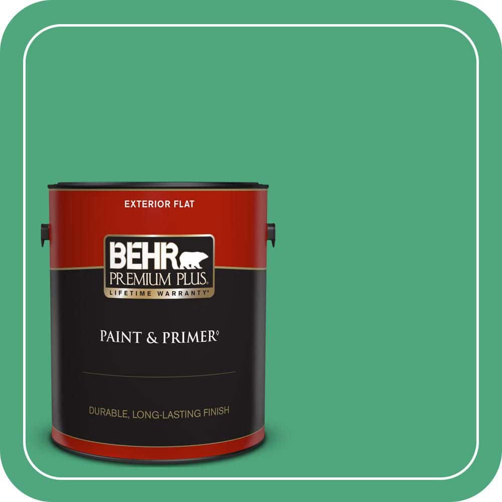 BEHR PREMIUM PLUS 1 gal. #P420-5 Shamrock Green Flat Exterior Paint & Primer