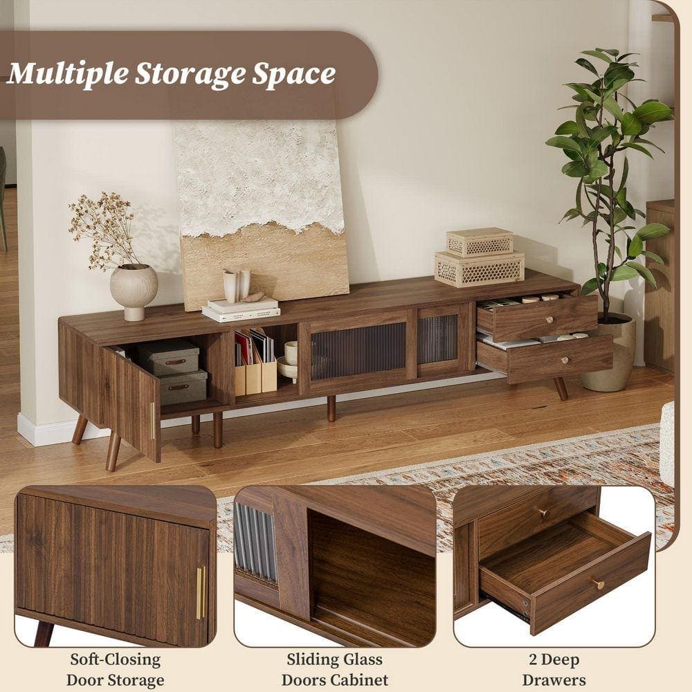 COWLOWN 76.7 in. W x 15.7 in. D x 17.9 in. H Bathroom Brown Linen Cabinet (3)