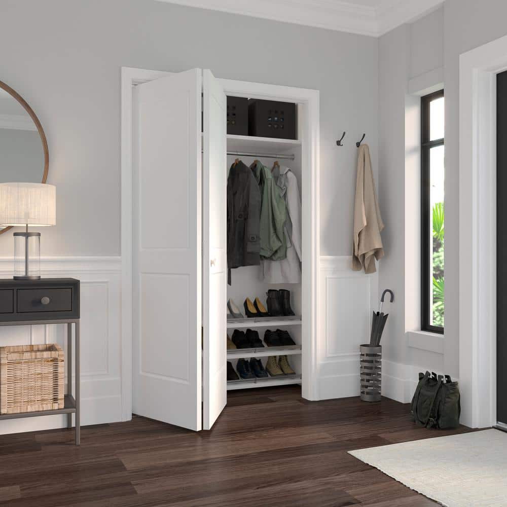 Onward 48 in. (1210 mm) Single Door Bi-Fold Sliding Closet Door Hardware Kit with White Track (2)