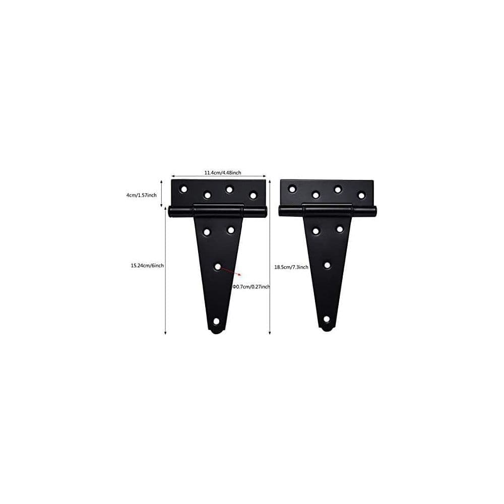 Unbranded Heavy Duty Gate Hardware Kit with Self Locking Latch, 6 T Strap Hinges, 10 Handle Pull for Wooden Vinyl Fence, Black (2)