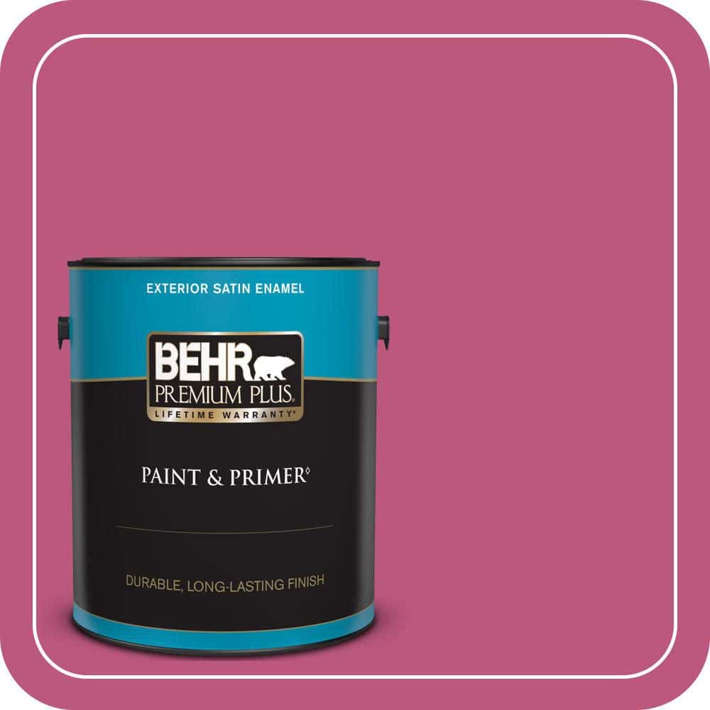 BEHR PREMIUM PLUS 1 gal. #S-G-100 Tutti Frutti Satin Enamel Exterior Paint & Primer