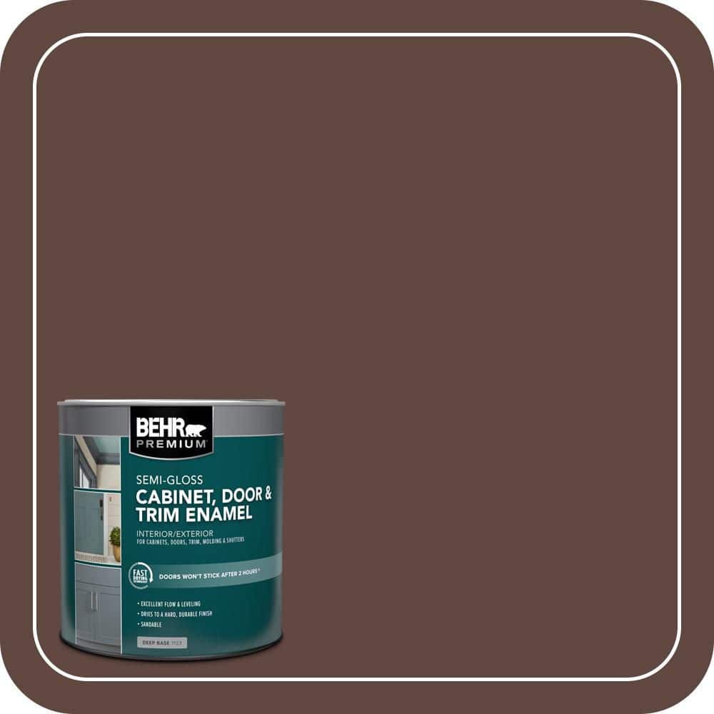 BEHR PREMIUM 1 qt. #180F-7 Warm Brownie Semi-Gloss Enamel Interior/Exterior Cabinet, Door & Trim Paint