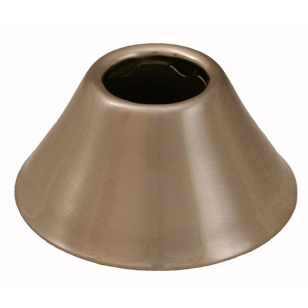 JONES STEPHENS 2-3/8 in. O.D. Bell Pattern Escutcheon for 1/2 in. Iron Pipe in Brushed Nickel