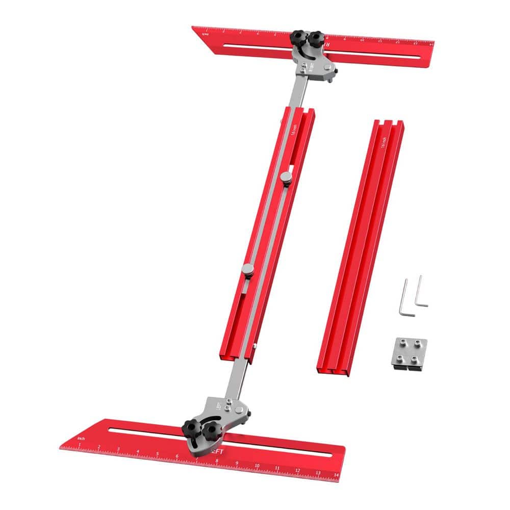 Unbranded Metal 14 in Stair Tread Template Tool Adjustable Bar Length 23 to 64.2 in Dual Knobs Stop Pins Pivoting Scale Stringer (1)