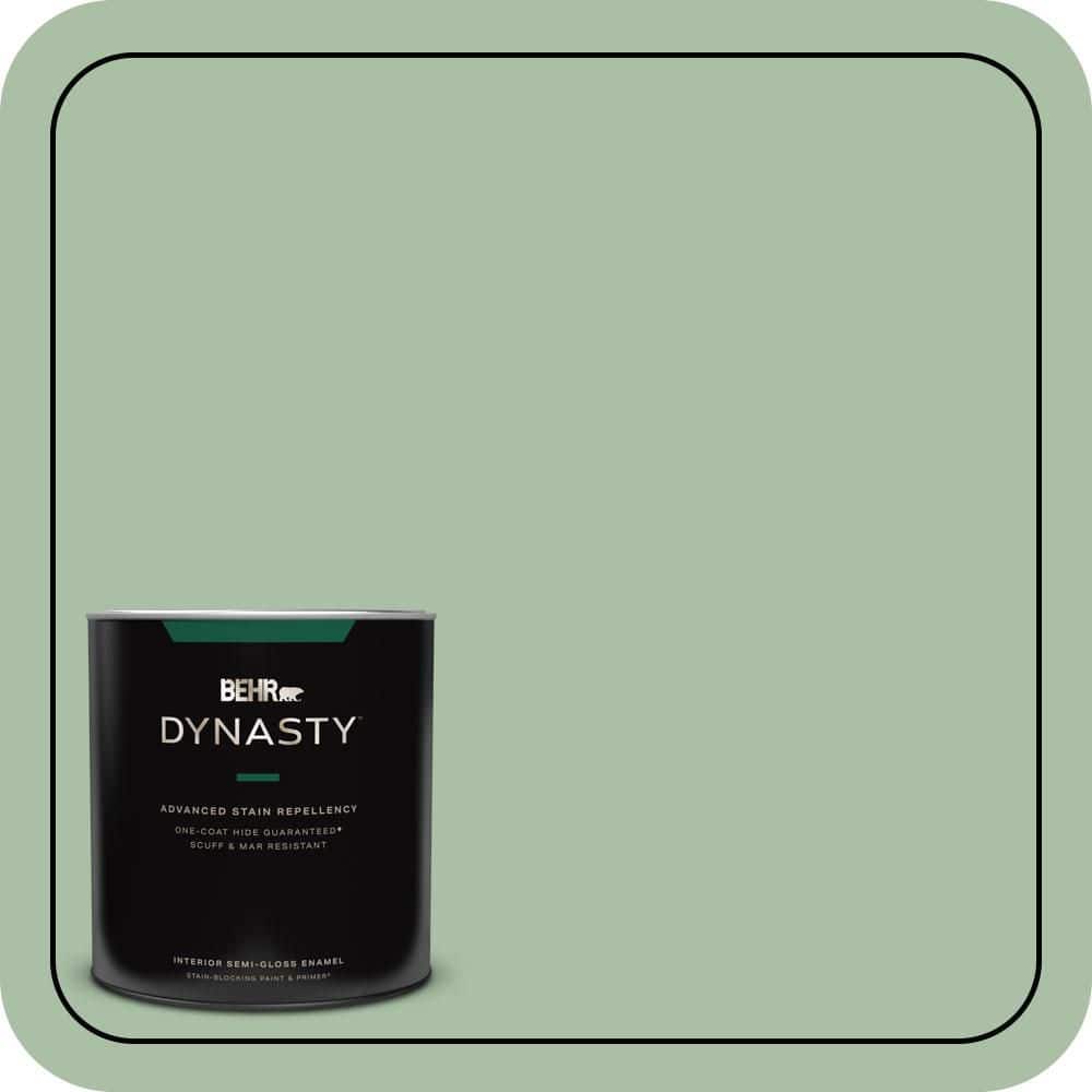 BEHR DYNASTY 1 qt. #S400-4 Azalea Leaf One-Coat Hide Semi-Gloss Enamel Interior Stain-Blocking Paint & Primer