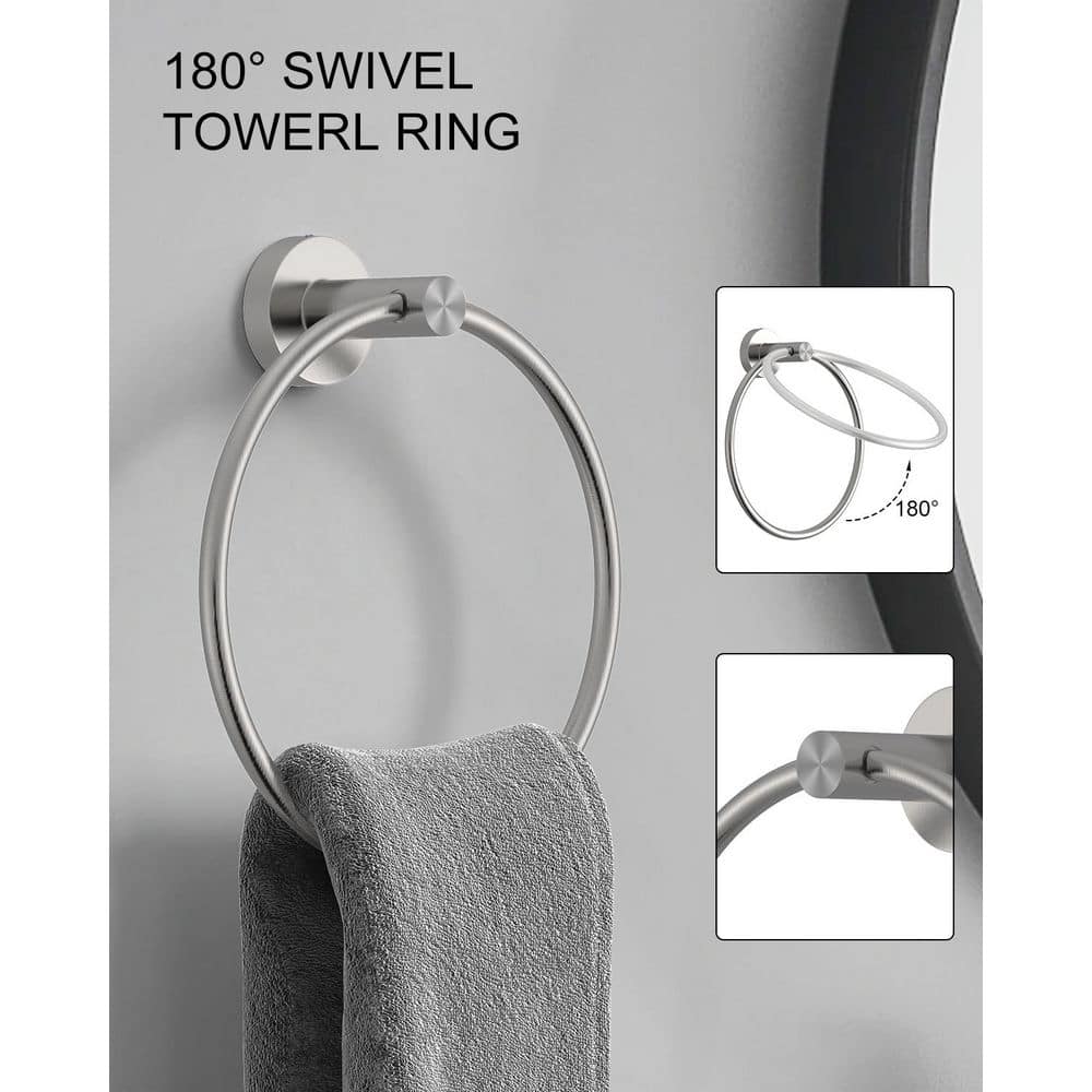 HOMEMYSTIQUE Bathroom Hardware Set with Towel Bar/Rack, Towel/Robe Hook, Toilet Paper Holder, Towel Ring (3)