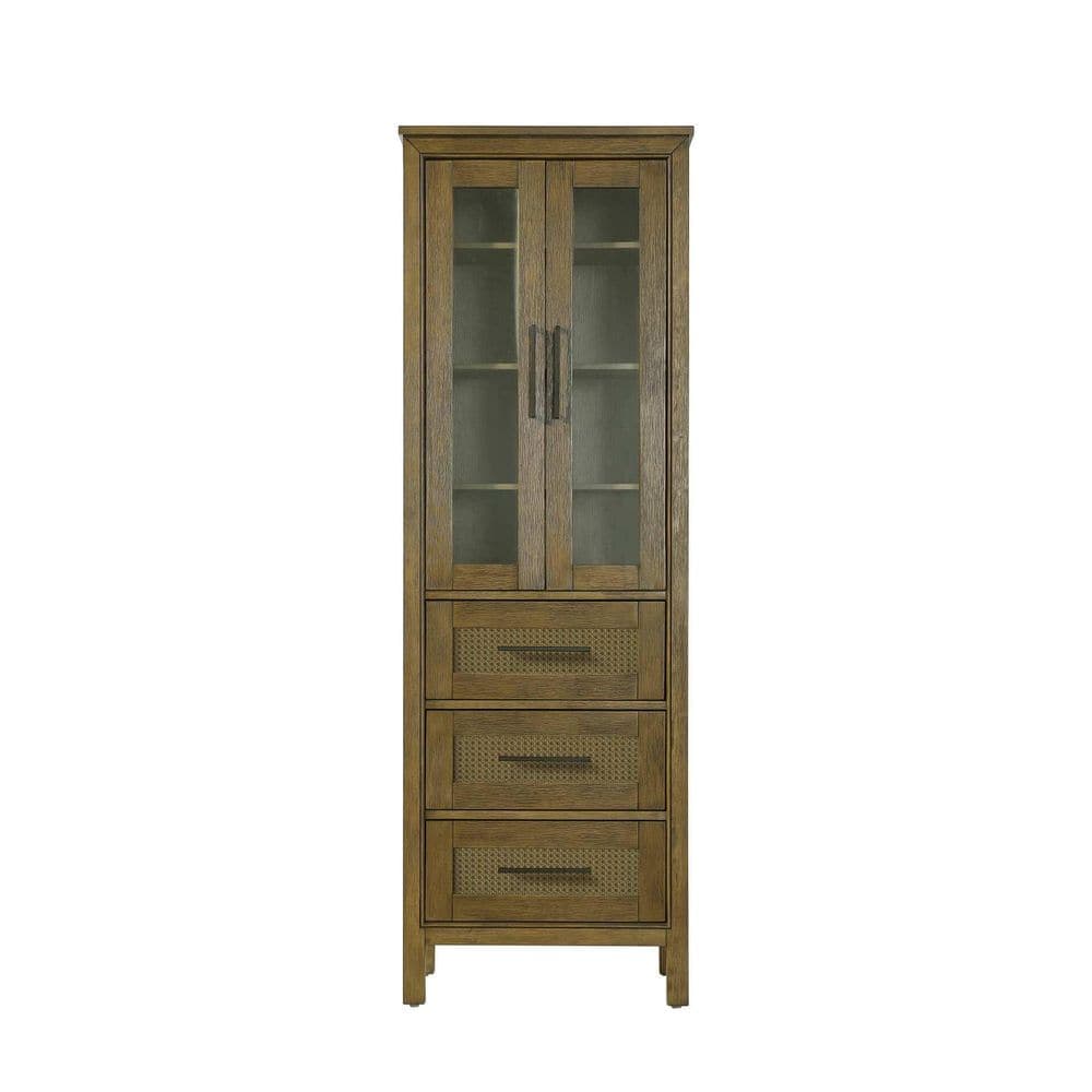 TIMELESS HOME 24 in. W x 18 in. D x 72 in. H Brown Freestanding Linen Cabinet (1)