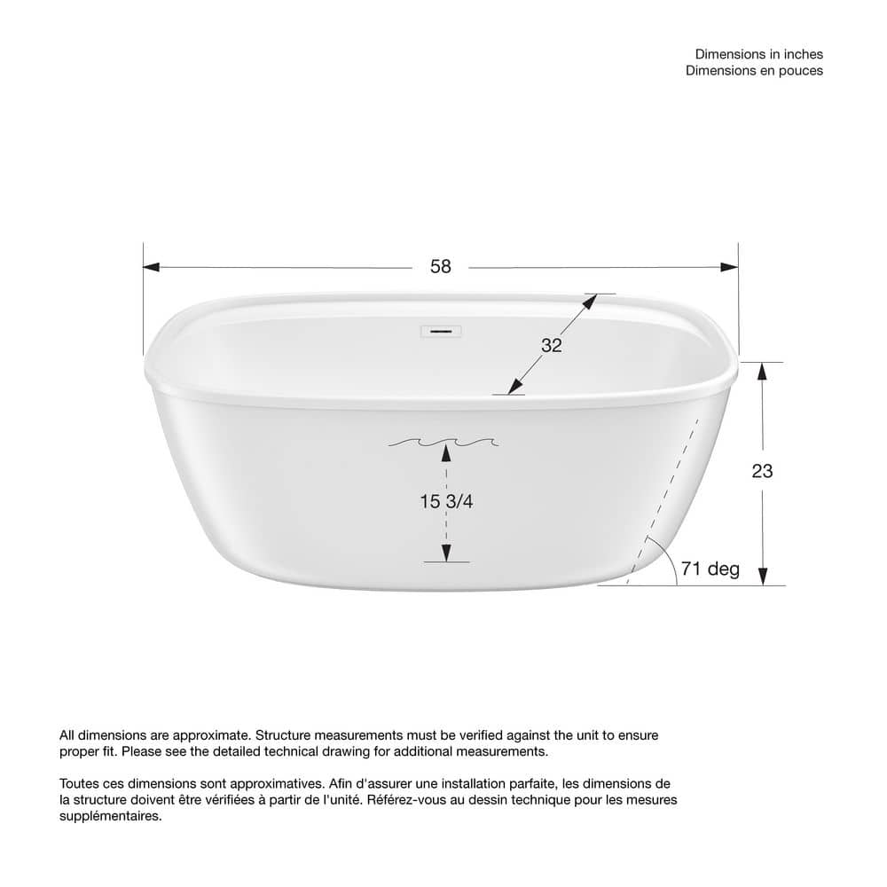 MAAX Odetta 58 in. AcrylX Flatbottom Freestanding Bathtub in White with Center Drain (2)