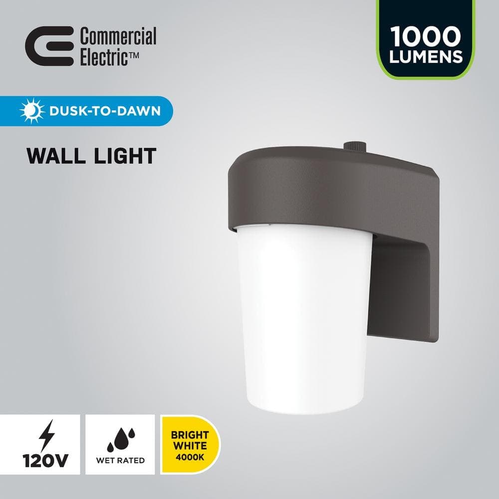 Commercial Electric FE 60-Watt, Equivalent CE Integrated LED Jelly Jar Bronze, Outdoor Hardwired Wall Sconce Light 4000K (4)