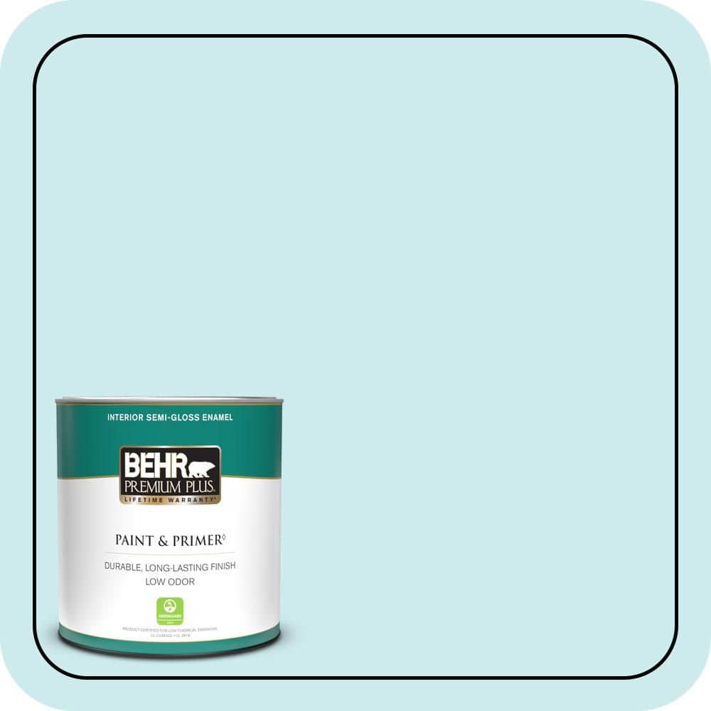 BEHR PREMIUM PLUS 1 qt. #520C-2 Fountain Spout Semi-Gloss Enamel Low Odor Interior Paint & Primer