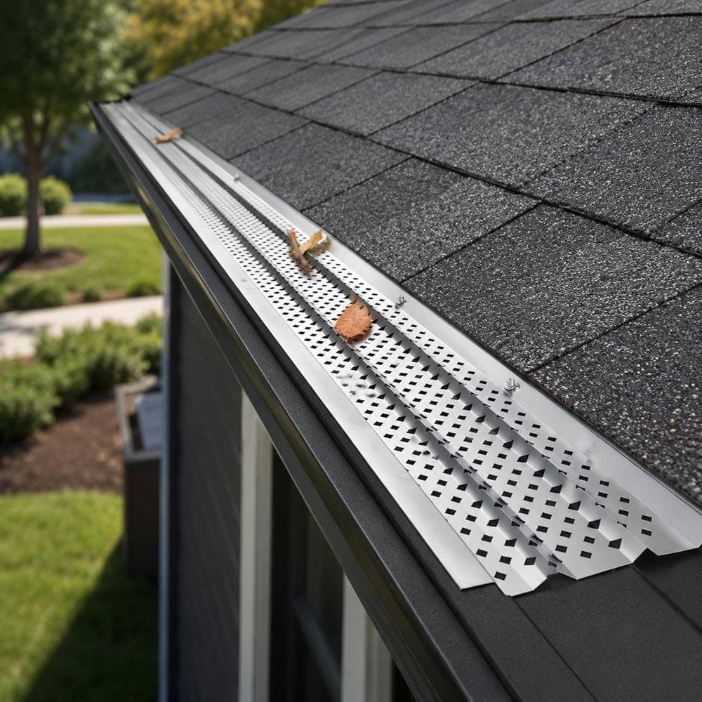 Unbranded 5 in Aluminum Gutter Guards Leaf Filter Covers with Screws 28 ft DIY Gutter Protection Mill Finish 8 Pack (2)