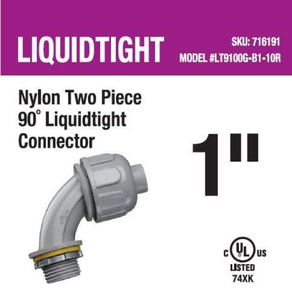 Carlon 1 in. 90-Degree Non-Metallic Raceway Box/Fitting/Kit Liquid Tight Conduit Fitting (LN20FA-CAR) (2)