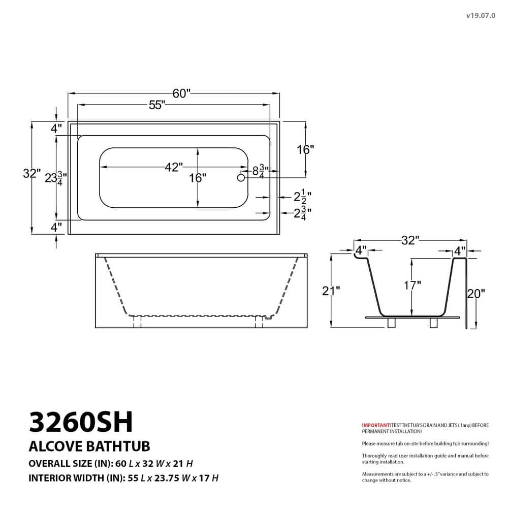 Universal Tubs 60 in. x 32 in. Rectangular Whirlpool Bathtub with Left Drain in White with Maintenance Heater, Pump (3)